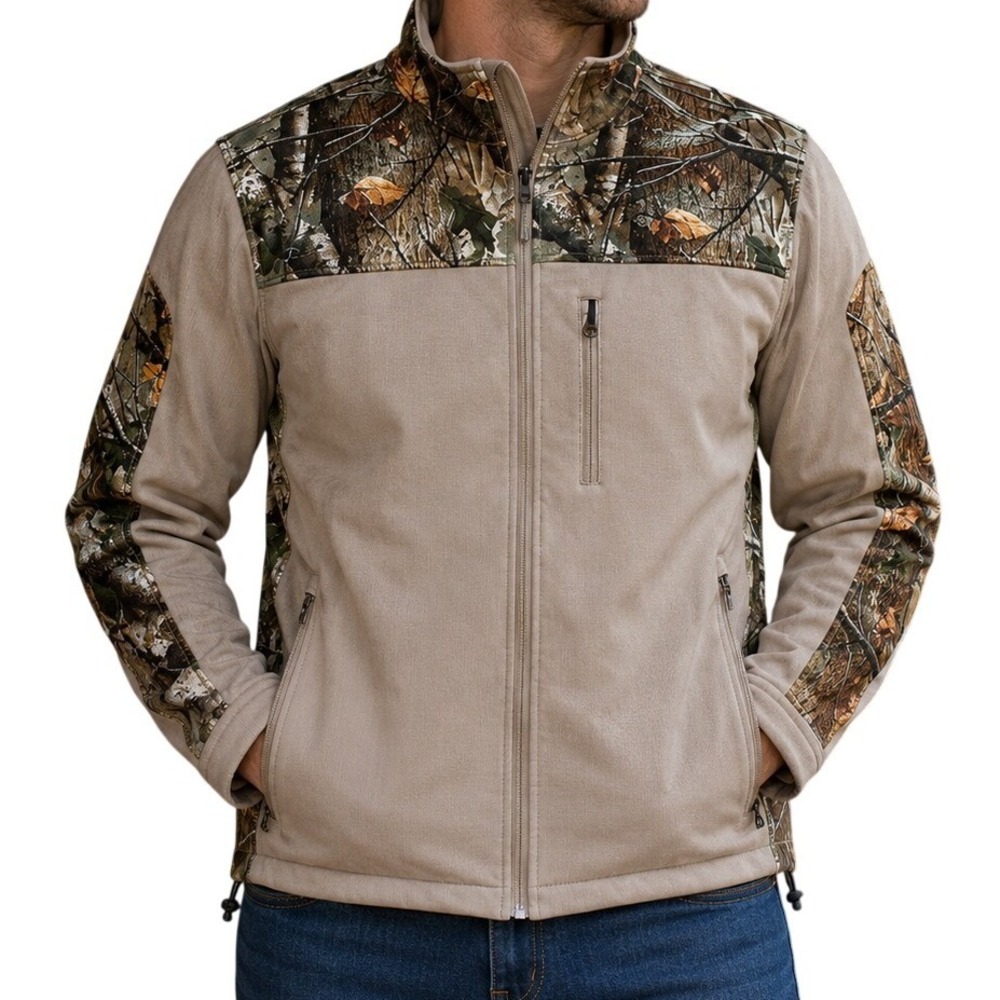 Legendary Whitetails Tan‎ Camo Softshell Hunting Full Zip Jacket Men's XL